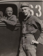 1950s Handsome US Soldier Old Man Military Truck European Scene