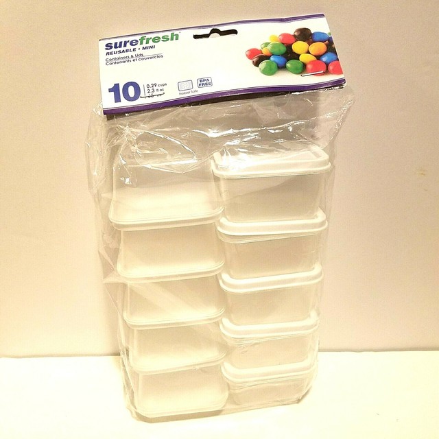 Sure fresh Reusable Mini Containers with Lids Square 10 Pack Craft