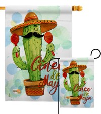 Mr Cactus Cinco De Mayo Southwest Mexican Pinata Fiesta Garden House Yard Flag