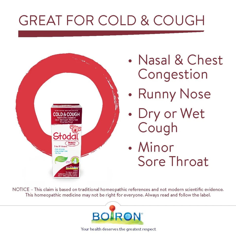 Boiron Stodal Children's Cold & Cough Multi-Symptom Syrup 125ml Homeopathic MED - Image 4 of 4