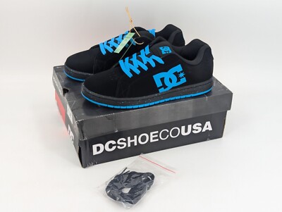 DC Shoes Gaveler Men's Size Black Suede with Neon Blue Skating Shoes NEW 