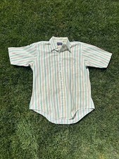 Manhattan VTG 90s Men's Shirt Multicolor Stripe Short Sleeve Cotton Polyester L