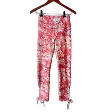 Daily Practice Anthropologie Pink Floral Activewear Leggings Side Ties Small