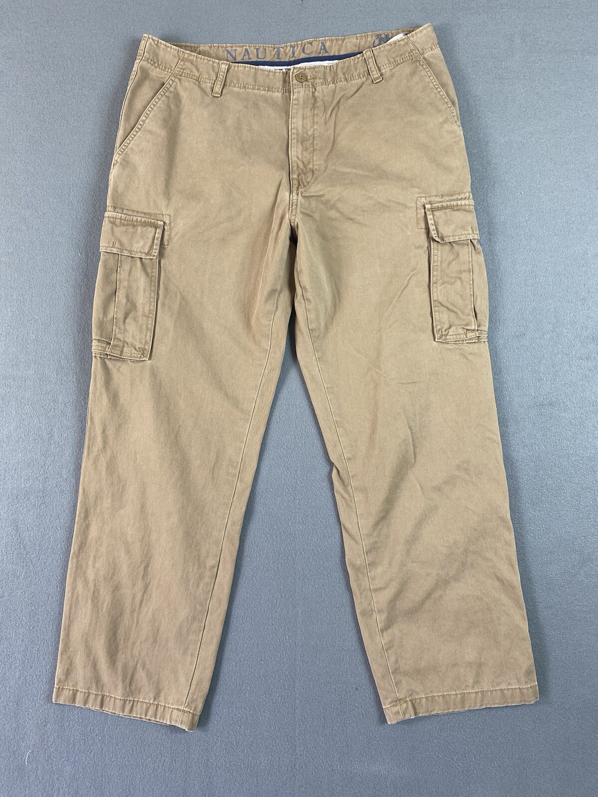Nautica Cargo Pants 36x30 Brown Baggy Cotton Y2K Classic Fit Tag 36x32-image