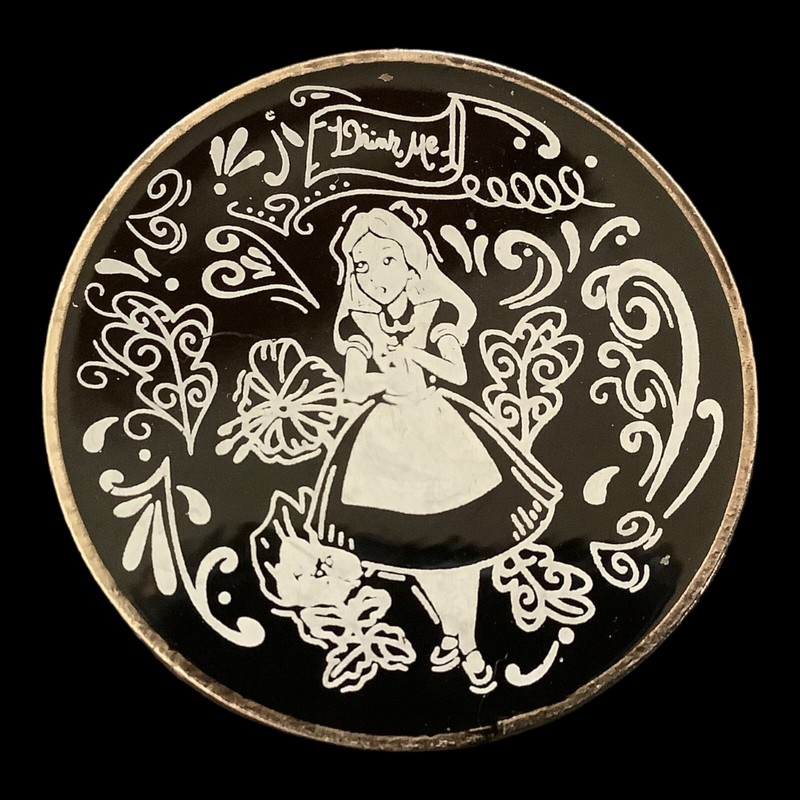 ALICE in WONDERLAND - "Drink Me" Chalkboard Sketch B&W 2014 Booster Disney Pin