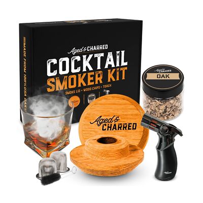 Cocktail Smoker Kit with Torch - High-End Set, USA Oak, Fine Wood Chips - Old...