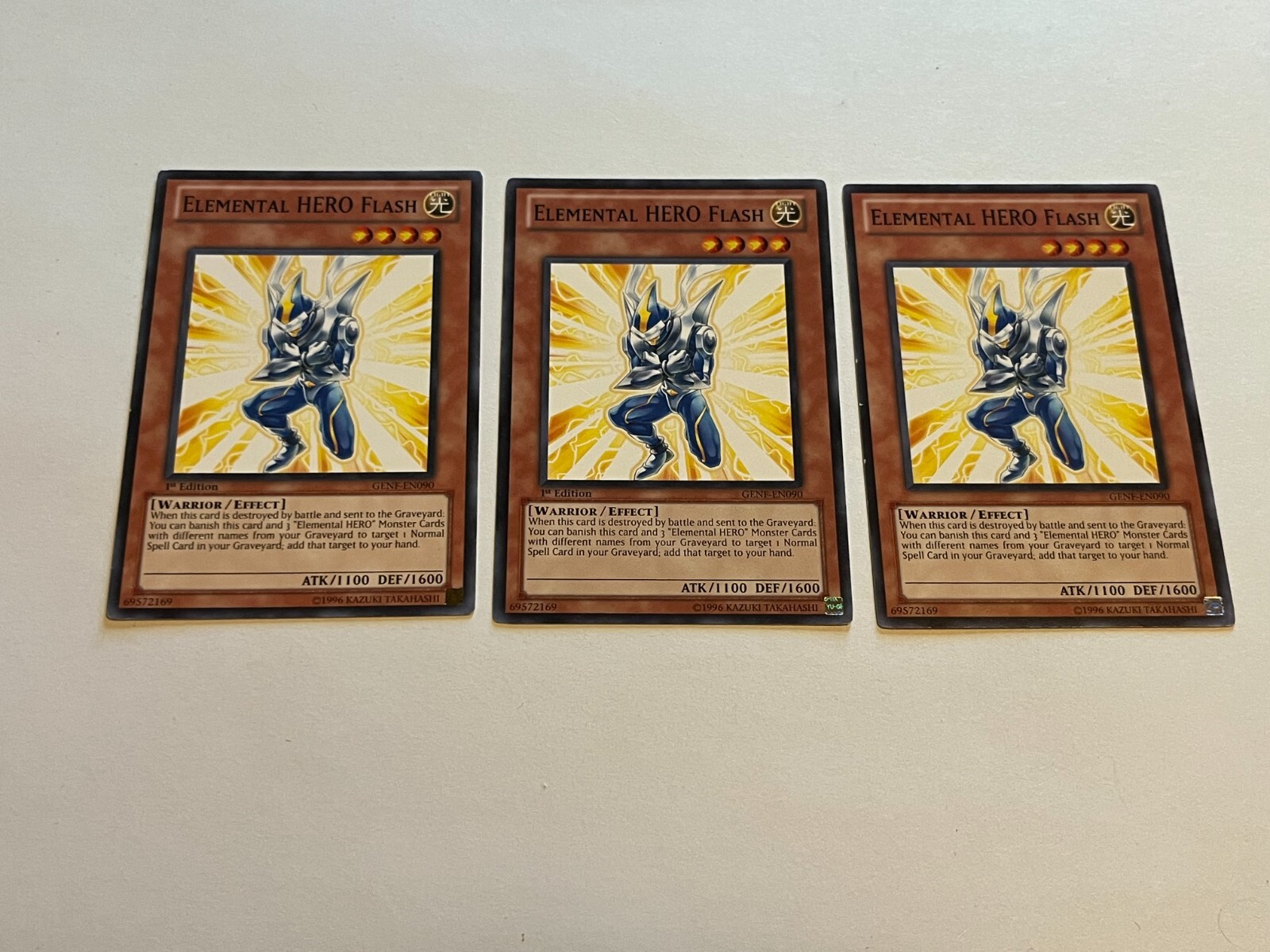 3x Elemental HERO Flash GENF-EN090 Yugioh Yu Gi Oh! 3 x3 Playset Mixed