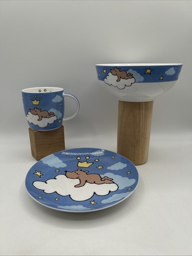 Studio Nova "Dare To Bear" Plate Bowl & Cup 3pc Place Setting w/ stars & clouds