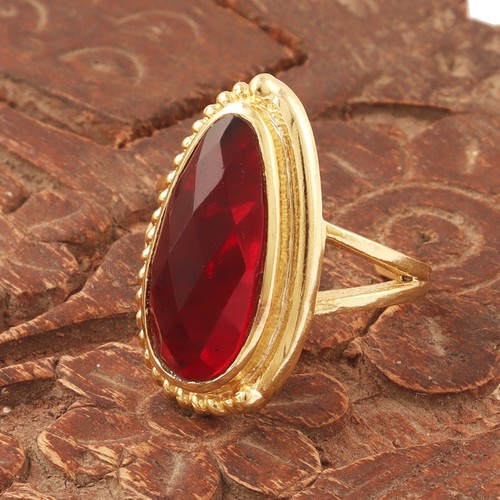 Pear Shape Hydro Quartz Gemstone Gold Plated Adjustable Statement Rings Gift Her - Picture 39 of 55
