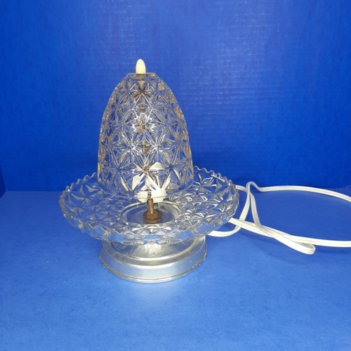 MCM Glass Fairy Lamp Light Fixture Porch Wall Table Cord Vintage - Picture 6 of 14