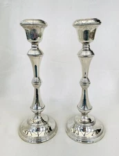 HANDSOME PAIR OF STERLING SILVER CANDLESTICKS (30cm) -Broadway & Co, B'ham, 1974