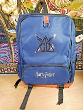 Harry Potter Deathly Hallows Backpack leather bottom  4 Pockets Great Condition