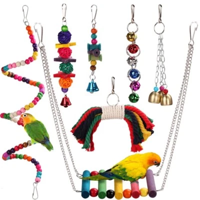 Colorful Bird Toys Swing Chewing Rope Ladder for Buggies Parakeet Love Birds