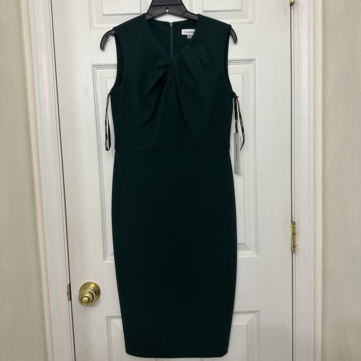 green emerald velvet dress Calvin Klein Womens Jewel Neck Knee Length Midi Dress Green 2 at Amazon  Women's Clothing store