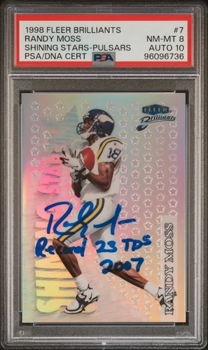 1998 Fleer Brilliants Shining Stars Pulsars Randy Moss PSA 8 Auto 10 Signed RC