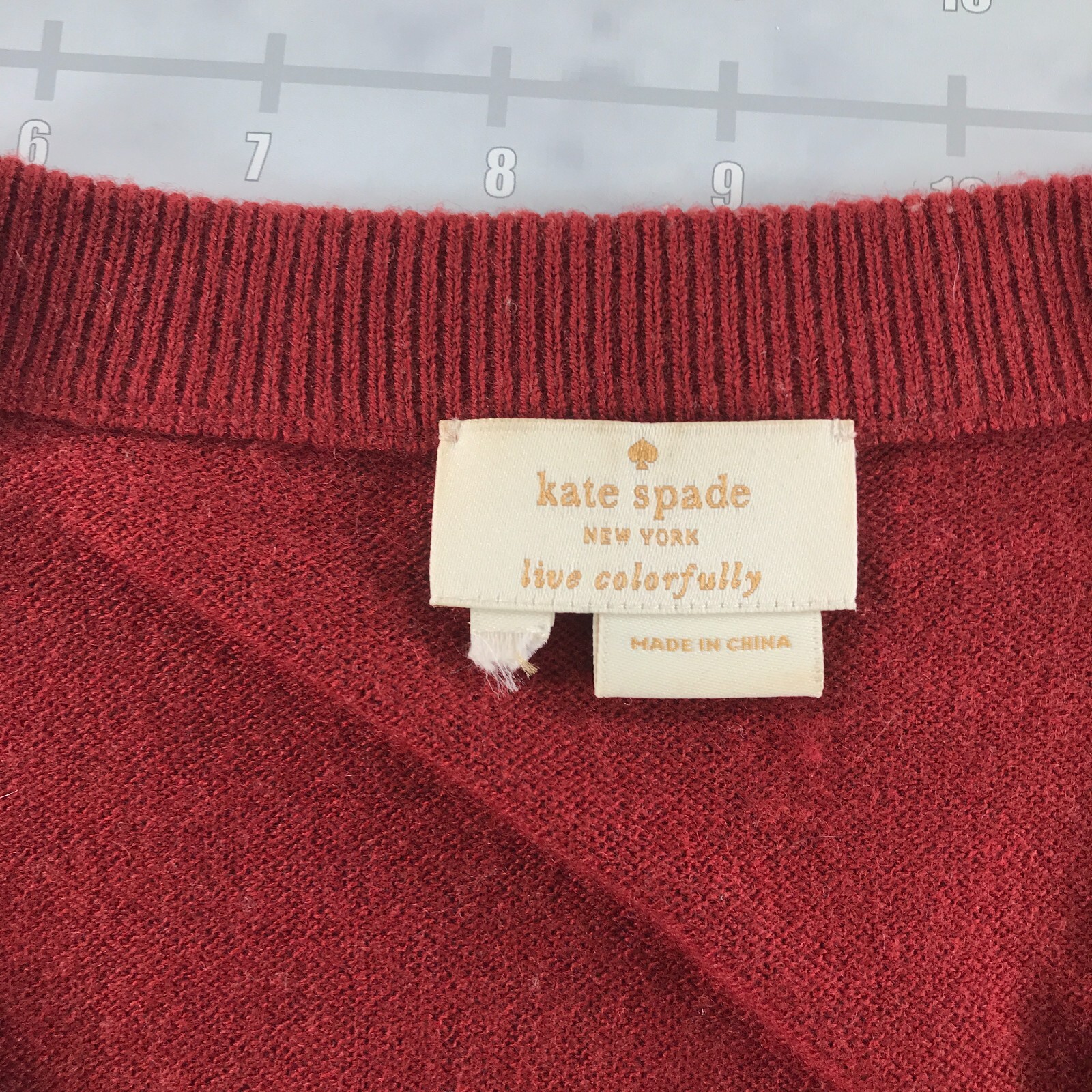Kate Spade Sweater Womens Medium Red Button Front Beaded Neck thumbnail 5