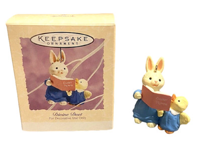Hallmark 1994 Divine Duet Easter Duck & Bunny Keepsake Ornament NIB