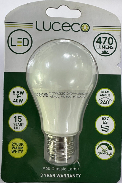 2X 5.5W (=40W) Led Gls A60 GlüHbirnen,Es, E27, Edison Schraube, 2700K Lampe-image