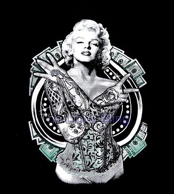 Urban Hip Hop Marilyn Monroe Vegas style Gangster T-Shirt Black