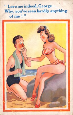SUPER & SONNENSCHEIN COMIC POSTKARTE BIKINI UNBENUTZT GUT PLUS SEHR GUT