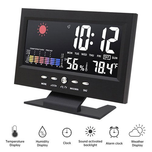 Digital LCD Wireless Weather Station Clock Indoor Outdoor Thermometer Humidity