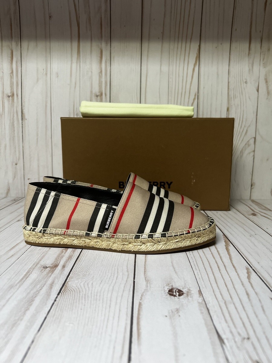 BurberryバーバリーAlport Icon Espadrillesエスパドリーユ Burberry Alport Icon Striped Espadrille Flat Archive Beige