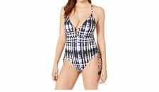  245 Lucky Brand Women's Blue Solstice Canyon On-Piece Swimsuit Size Small