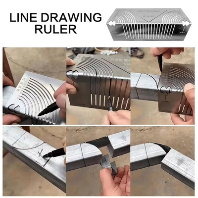 90 Degree Drawing Ruler Multi-Purpose Angle Arc Marking Tool Steel Pipe Bend