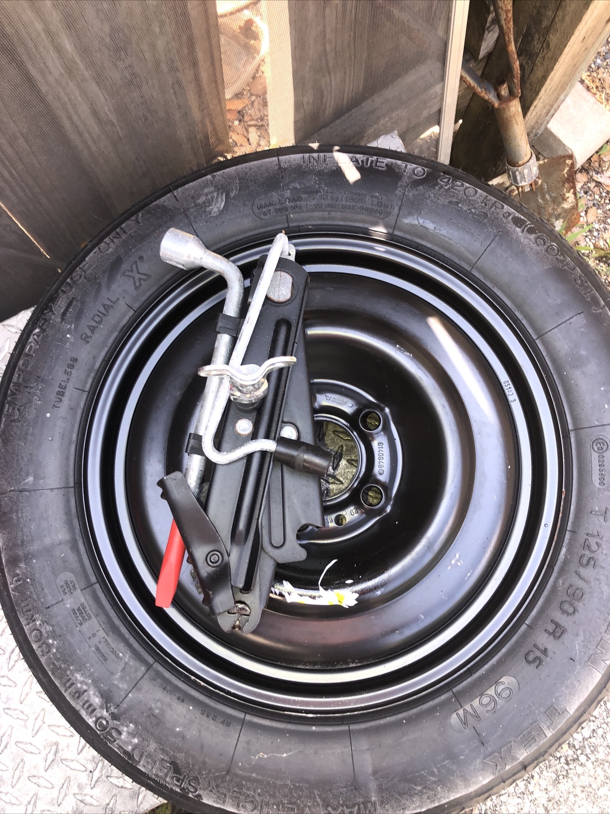 20012004 VOLVO C70 SPARE DONUT WHEEL TIRE T125/90R15 OEM New W/ Jack