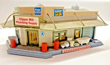 Vintage HO Clipper Mill Plumbing Supply Company built kit train display