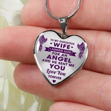 To My Gorgeous Wife Heart Necklace, Valentine Romantic Gifts for Bride Soulmate