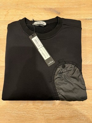 STONE ISLAND COTTON NYLON COTTON FLEECE GARMENT DYED BLACK BNWT size Large L