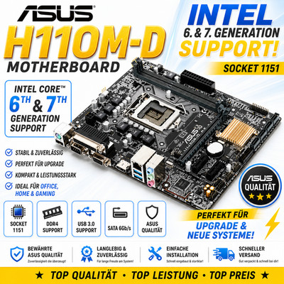 1151 Mainboard ASUS H110M-D Intel H110 Micro ATX Sockel 1151  6 & 7 Generation
