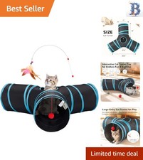Portable Cat Tunnel for Kittens - 3-Way Fun with Peek Holes  Lightweight Design