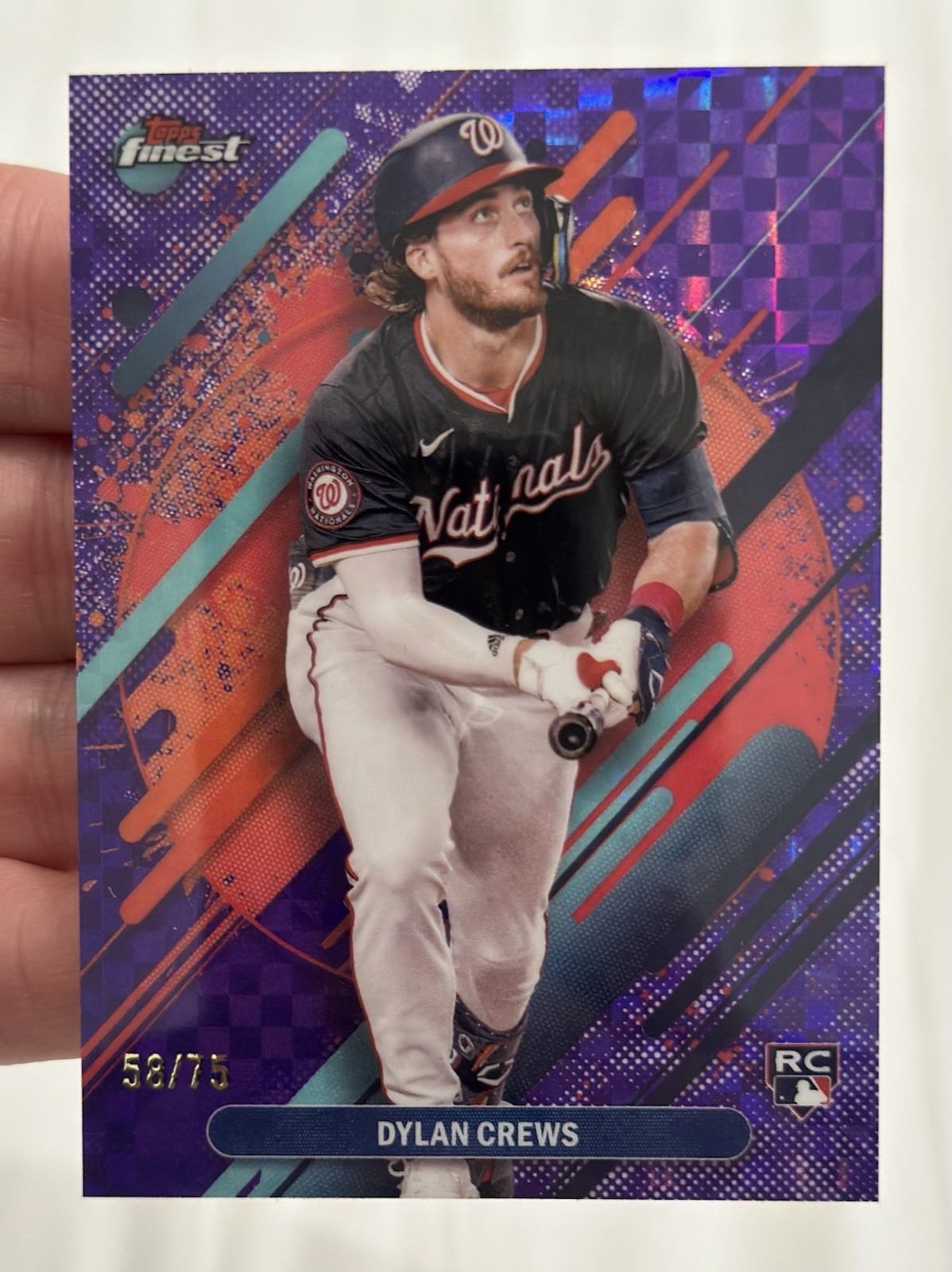 2025 Topps Finest Dylan Crews Rare Purple Checkerboard /75 RC Nationals 280