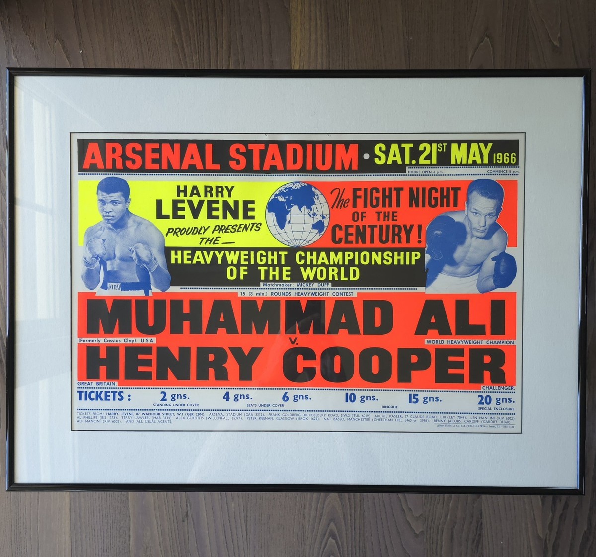 ORIGINAL 1966 MUHAMMAD ALI vs HENRY COOPER ON-SITE BOXING POSTER