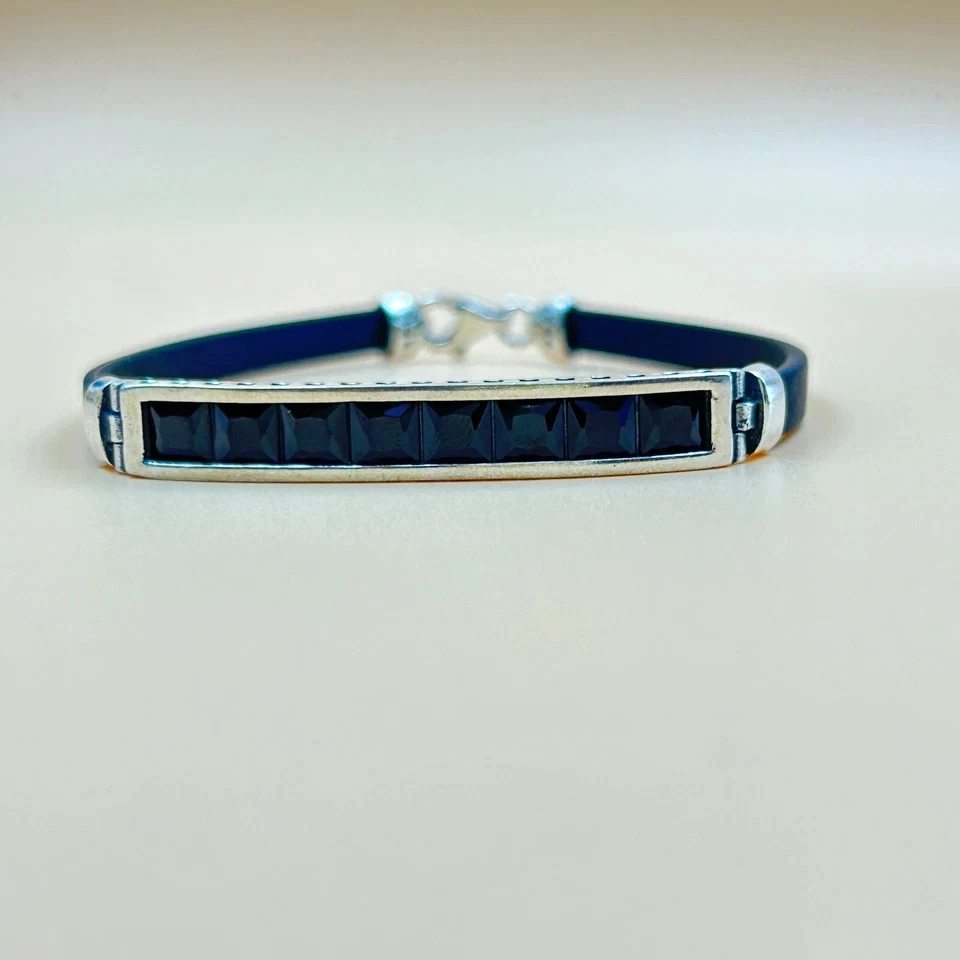 4CT Princess Cut Lab Created Diamond Men's Rubber Bracelet 14K White Gold Finish - Image 4 of 4