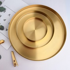Golden, Round Stainless Steel Plate Household Jewelry Storage Tray