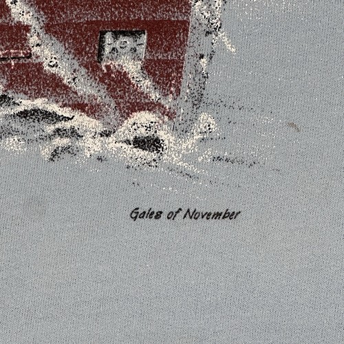 Vintage Edmund Fitzgerald Sweatshirt Herren L blau 90s Y2K Gales of November *LESEN - Bild 4 von 16