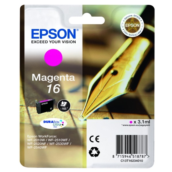Original Epson 16 T1623 C13T16234012 C13T16234022 Tinte Magenta-image