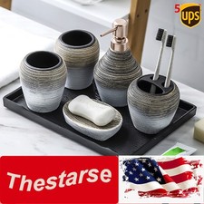 5PCS Bathroom Accessories Set Lotion Dispenser Holder Ceramic hotel bathroom