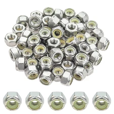 60 Pieces 1/4"-20 Nylon Insert Hex Lock Nuts, 304 Stainless Steel