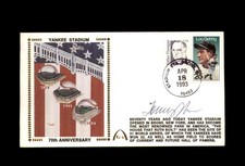 Tommy John Signed 1993 70th Stadium Anniv First Day Cover Cache FDC Yankees Auto