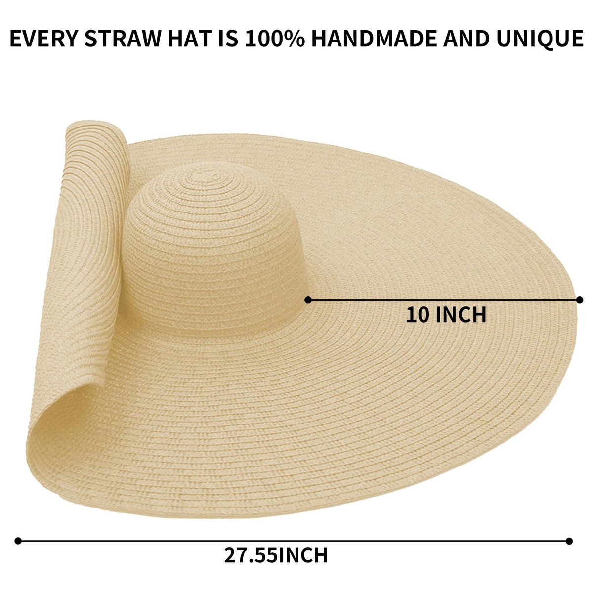 Oversized Beach Straw Hats for Women Extra Large Wide Brim 