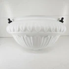 Antique Milk Glass Ceiling Pendant Light Fixture Shade Bowl Metal Fittings 12" W
