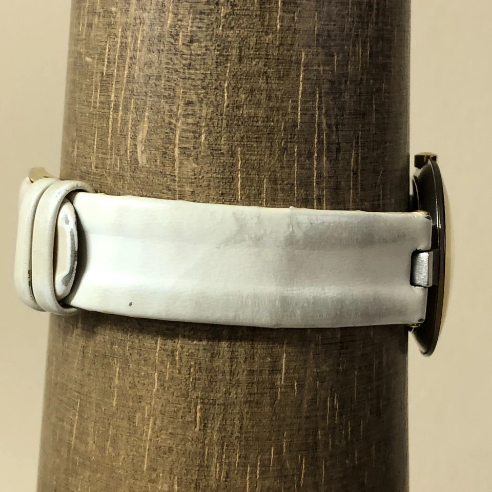 复古 Rado Coupole 女式 129.4077.4N 连衣裙白色皮革石英表 30 毫米手表 6 3/4 — 第 3/4 张图片