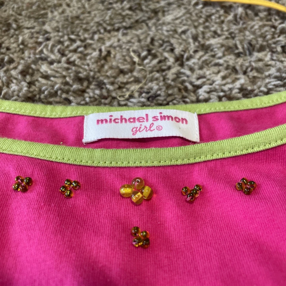 Vestido Floral Michael Simon Niña Diseñador Multicolor Bordado Talla 4 Cuentas Foto 4 de 4