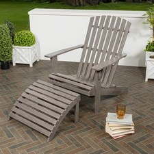 JONATHAN Y ADK1000 Saranac 2-Piece Acacia Adirondack Chair w/ Detachable Ottoman