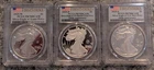 Lot of 2025 American Silver Eagles with Marine, Navy and Laser Privy - PCGS MS70
