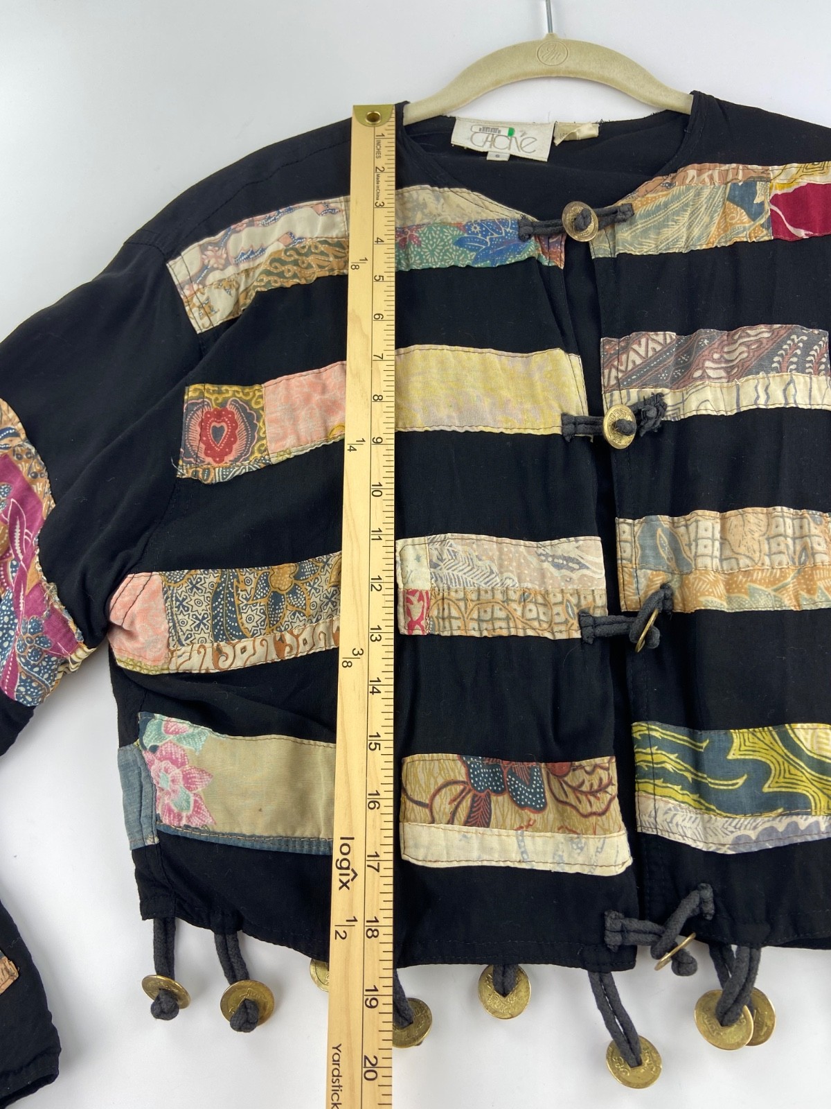 VTG 1980s CACHE Patchwork Cropped Jacket SZ  S Go… - image 7